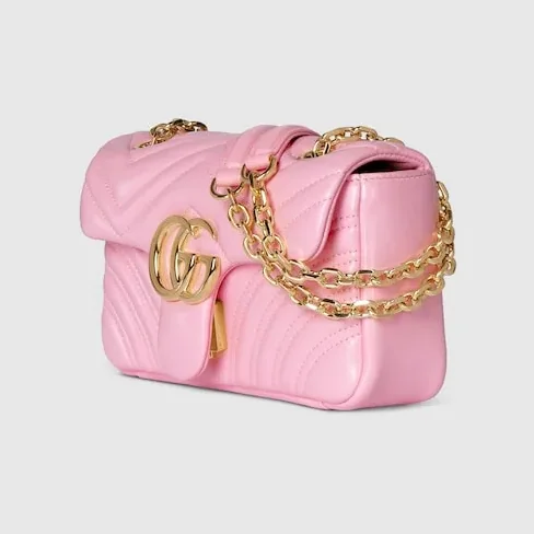 Gucci Marmont Small Shoulder Bag in Light Pink Gold Hardware