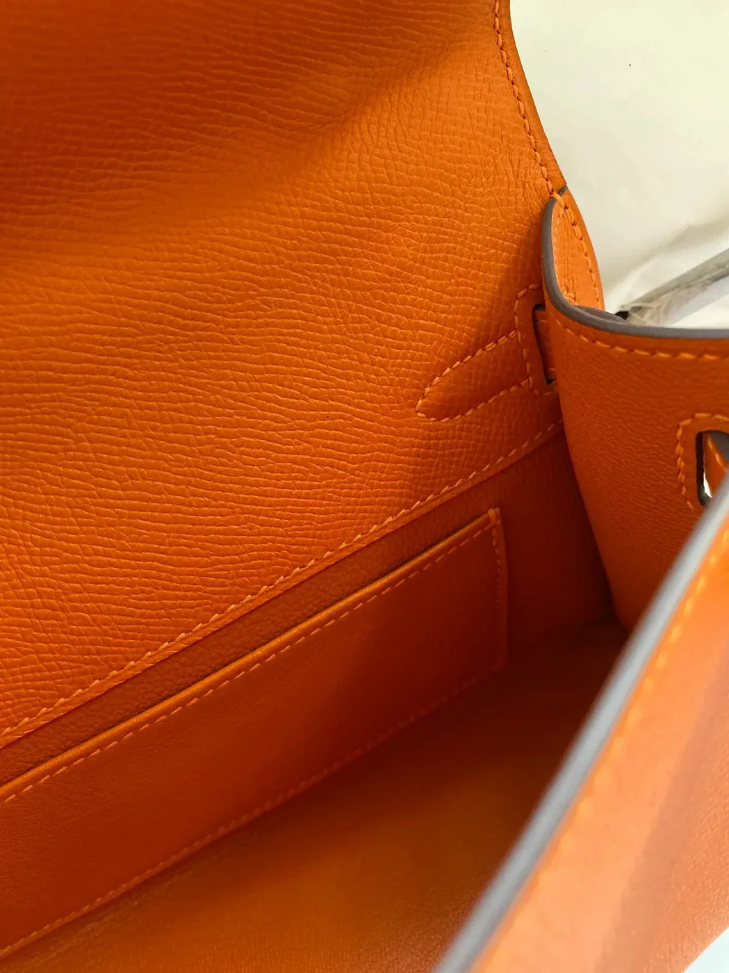Hermes Kelly Pochette Top Handle Bag in Orange Epsom Gold Hardware