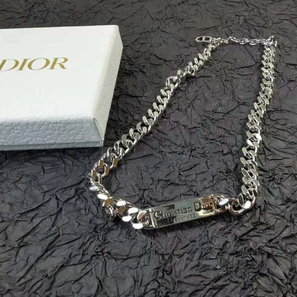 Dior Christian Dior Couture Chain Link Necklace Silver for Men in Finish Brass Dior Christian Dior Couture Chain Link Necklace Silver for Men in Finish Brass