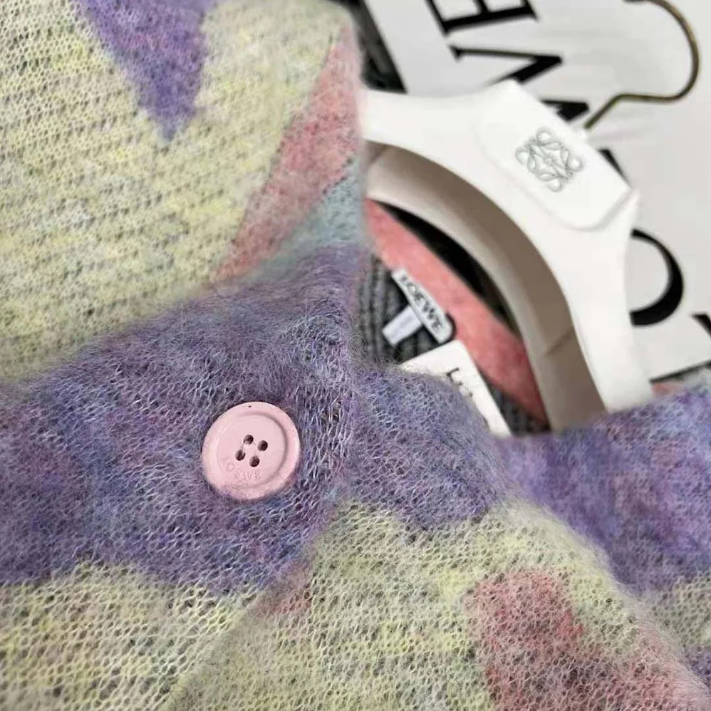 Loewe Unicorn Jacquard Cardigan in Mohair for Women in Purple Loewe Unicorn Jacquard Cardigan in Mohair for Women in Purple