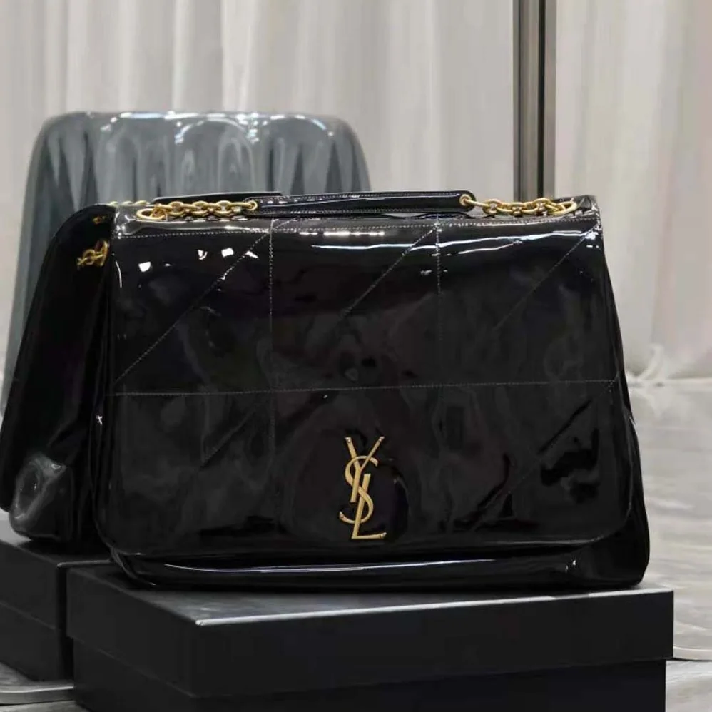 Saint Laurent YSL Jamie 4.3 in Patent Effect Fabric for Women in Black