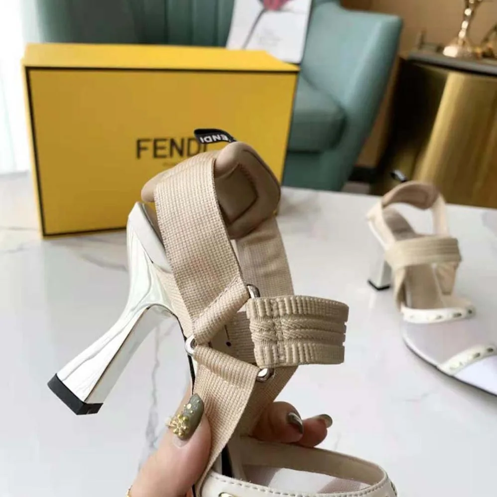 Fendi Colibri Pink Mesh High-Heel Slingbacks with Metal Stitches for Women Fendi Colibri Pink Mesh High-Heel Slingbacks with Metal Stitches for Women
