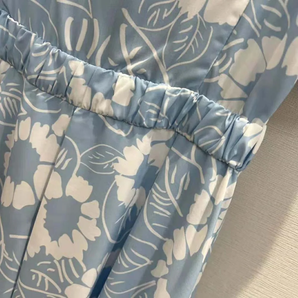 Prada Printed Poplin Dress for Women in Blue Prada Printed Poplin Dress for Women in Blue