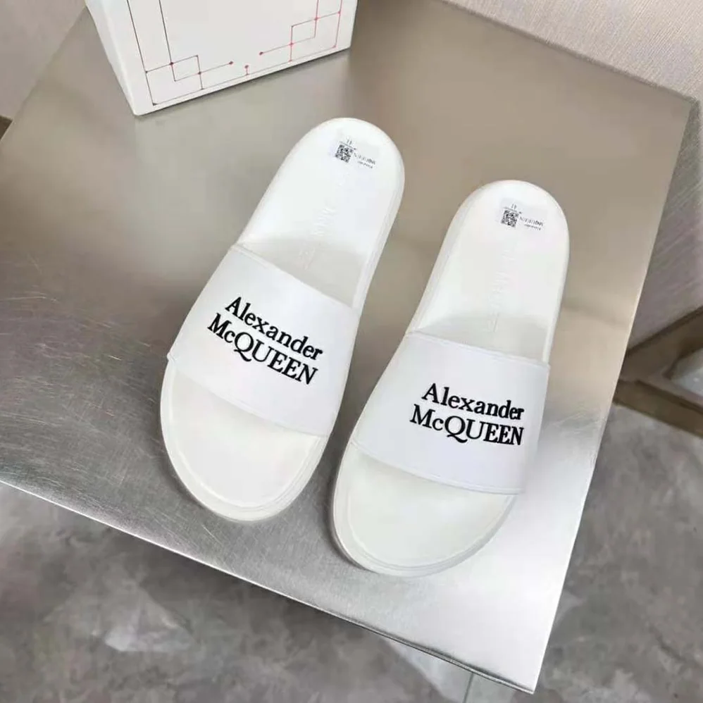 Alexander Mcqueen Pool Slide in White for Unisex in Black