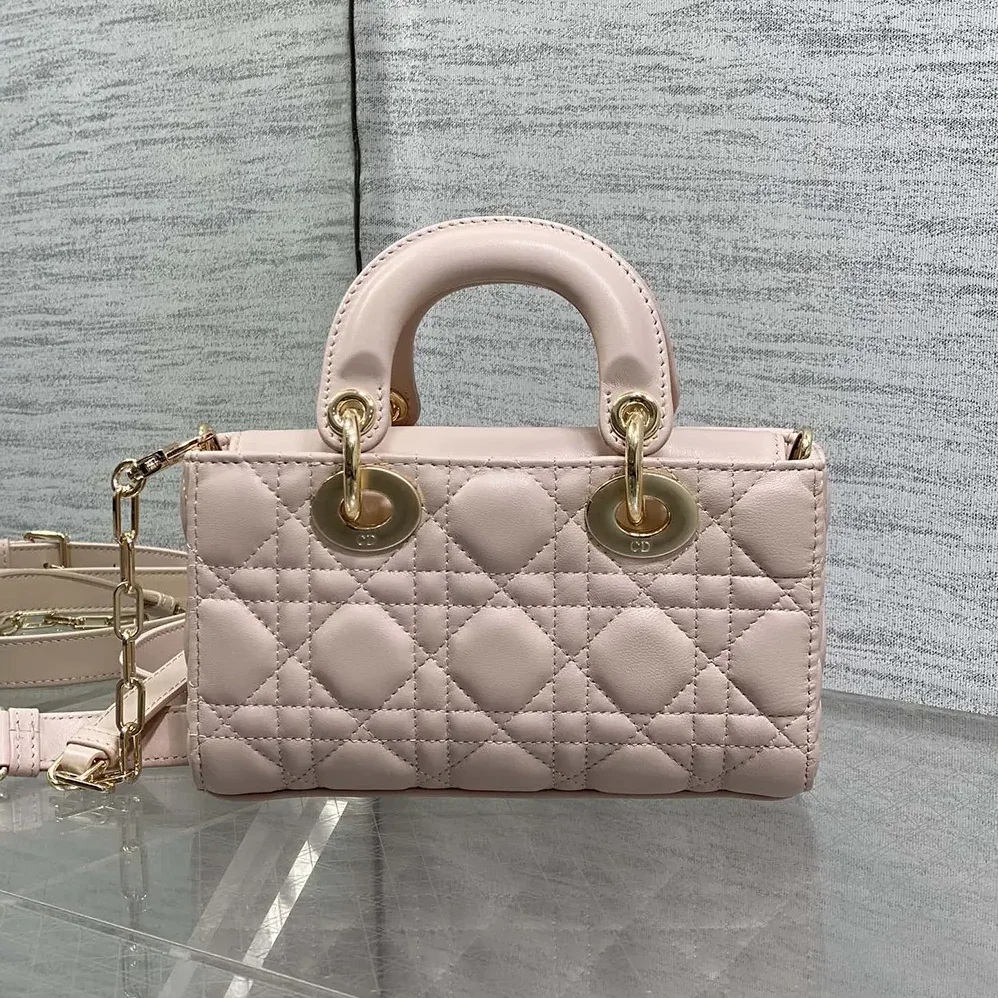 Dior Mini Lady D-Joy Bag Rose Soupir Cannage Lambskin for Women
