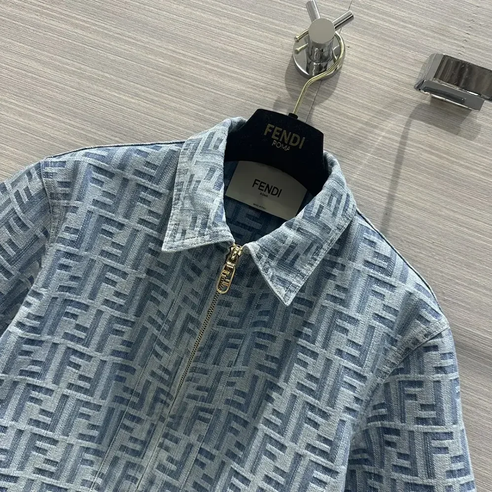 Fendi Light Blue FF Denim Jacket for Women Fendi Light Blue FF Denim Jacket for Women