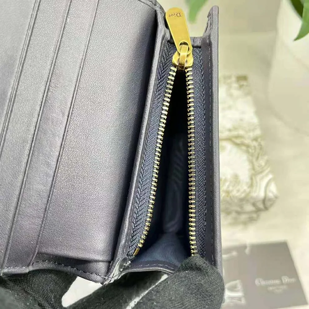Dior Saddle Lotus Wallet Blue Dior Oblique Jacquard for Women