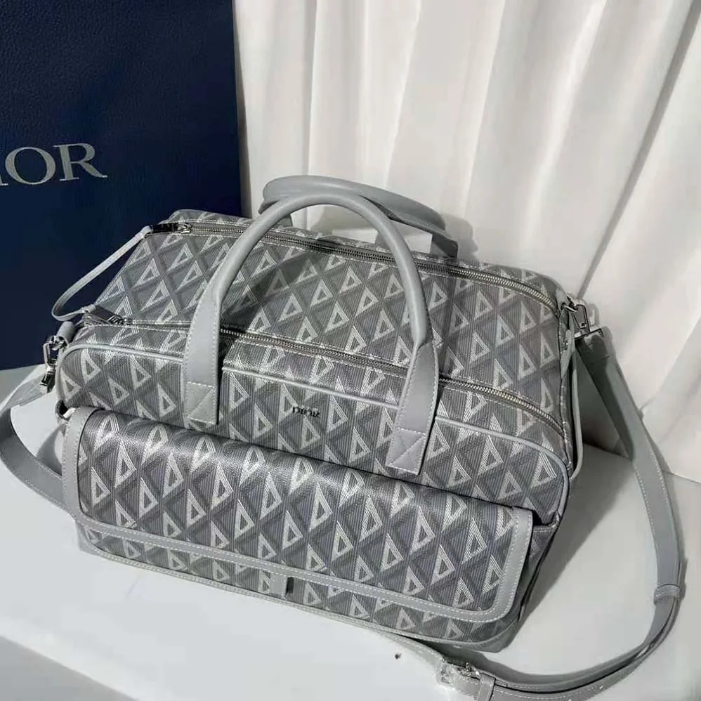 Dior Hit the Road Pet Carrier Bag Dior Gray CD Diamond Canvas and Smooth Calfskin for Men Dior Hit the Road Pet Carrier Bag Dior Gray CD Diamond Canvas and Smooth Calfskin for Men