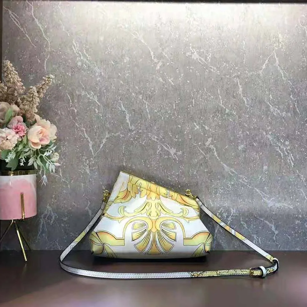 Fendi First Small Fendace White Printed Silk Bag for Women Fendi First Small Fendace White Printed Silk Bag for Women
