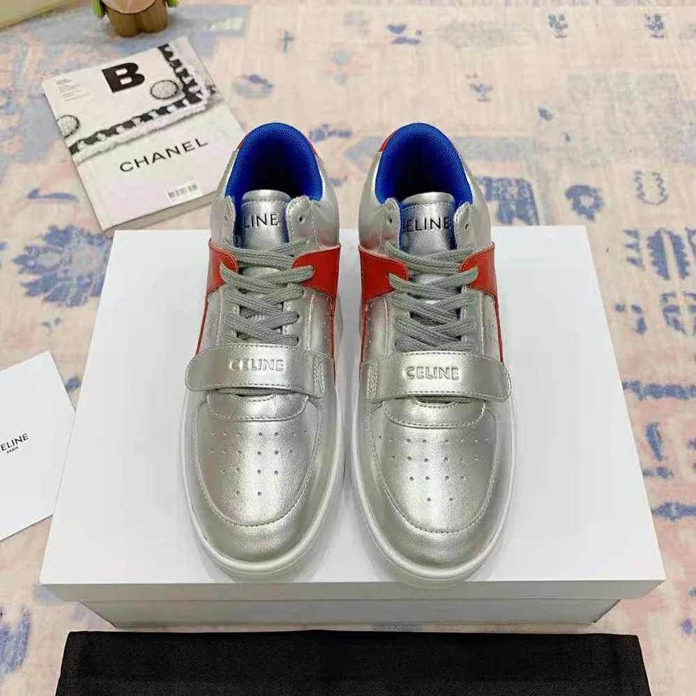 Celine CT-02 Mid Sneaker with Scratch in Metallic Calfskin and Calfskin for Men Celine CT-02 Mid Sneaker with Scratch in Metallic Calfskin and Calfskin for Men