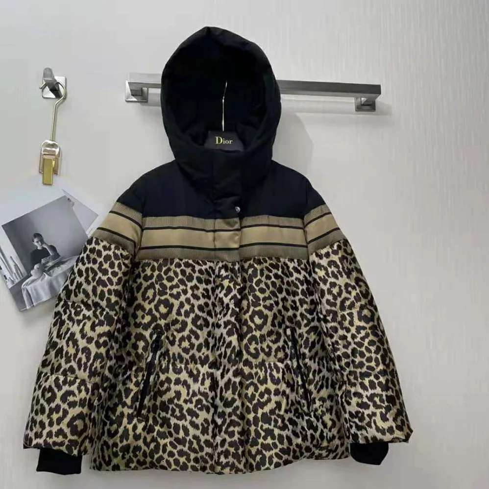 Dior Dioralps Hooded Down Jacket Beige Multicolor Mizza Quilted Technical Fabric for Women