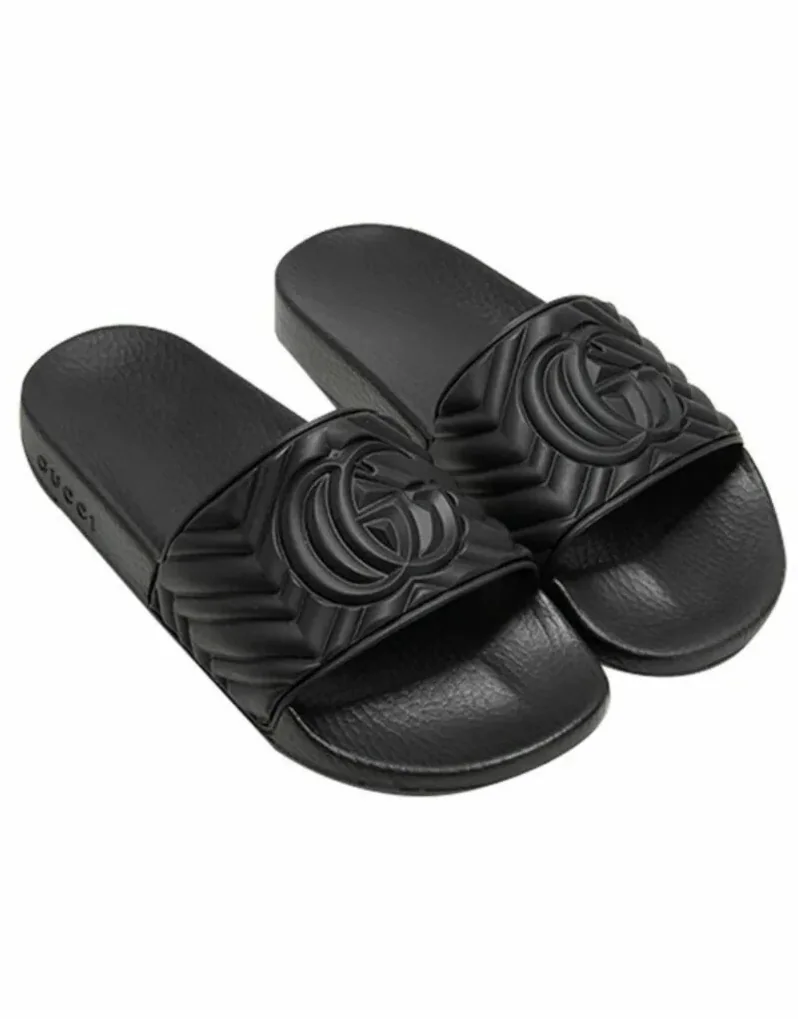 Gucci Quilted GG Rubber Slide Black for Men