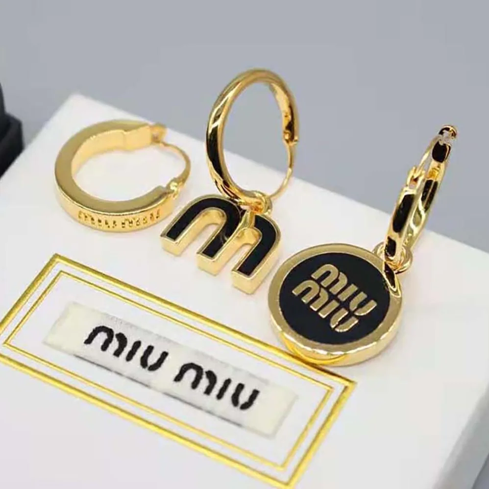 Miu Miu Set of Enameled Metal Earrings for Women Miu Miu Set of Enameled Metal Earrings for Women