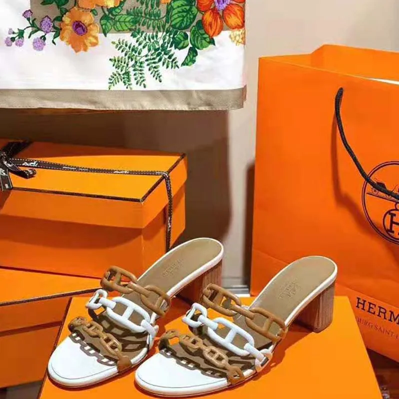 Hermes Tandem Sandal in Nappa Leather 5.1cm Heel for Women in Brown Hermes Tandem Sandal in Nappa Leather 5.1cm Heel for Women in Brown