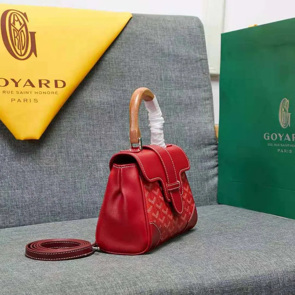 Goyard Sac Saïgon Souple Mini in Toile Goyardine & Chevroches Calfskin for Women in Red
