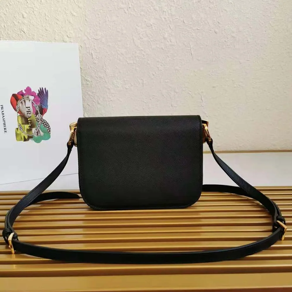 Prada Saffiano Leather Prada Embleme Bag for Women in Black Prada Saffiano Leather Prada Embleme Bag for Women in Black