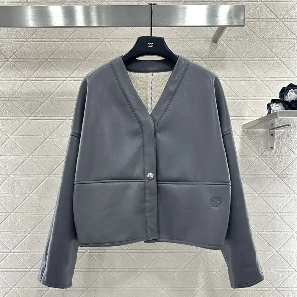 Loewe Pebble Cardigan In Shearling for Women in Light Grey