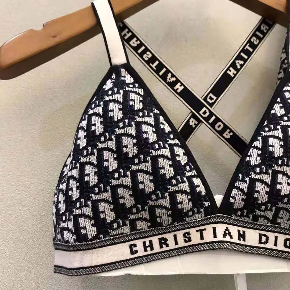Dior Bralette Blue Dior Oblique Technical Cotton for Women