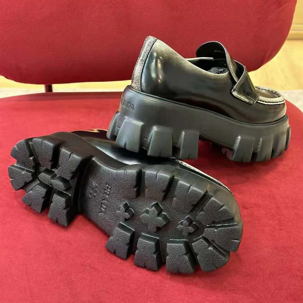 Prada Monolith Nuanced Brushed Leather Loafers for Men Prada Monolith Nuanced Brushed Leather Loafers for Men