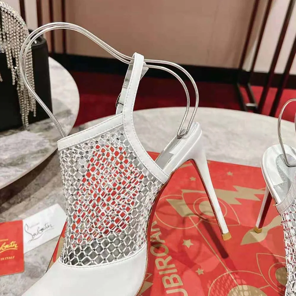 Christian Louboutin Plougesta Pump Strass in 100 mm Heel Height for Women in White Christian Louboutin Plougesta Pump Strass in 100 mm Heel Height for Women in White