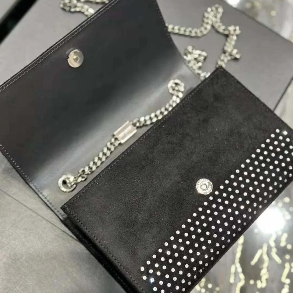 Saint Laurent YSL Kate Small Chain Bag in Velvet and Rhinestones for Women Saint Laurent YSL Kate Small Chain Bag in Velvet and Rhinestones for Women