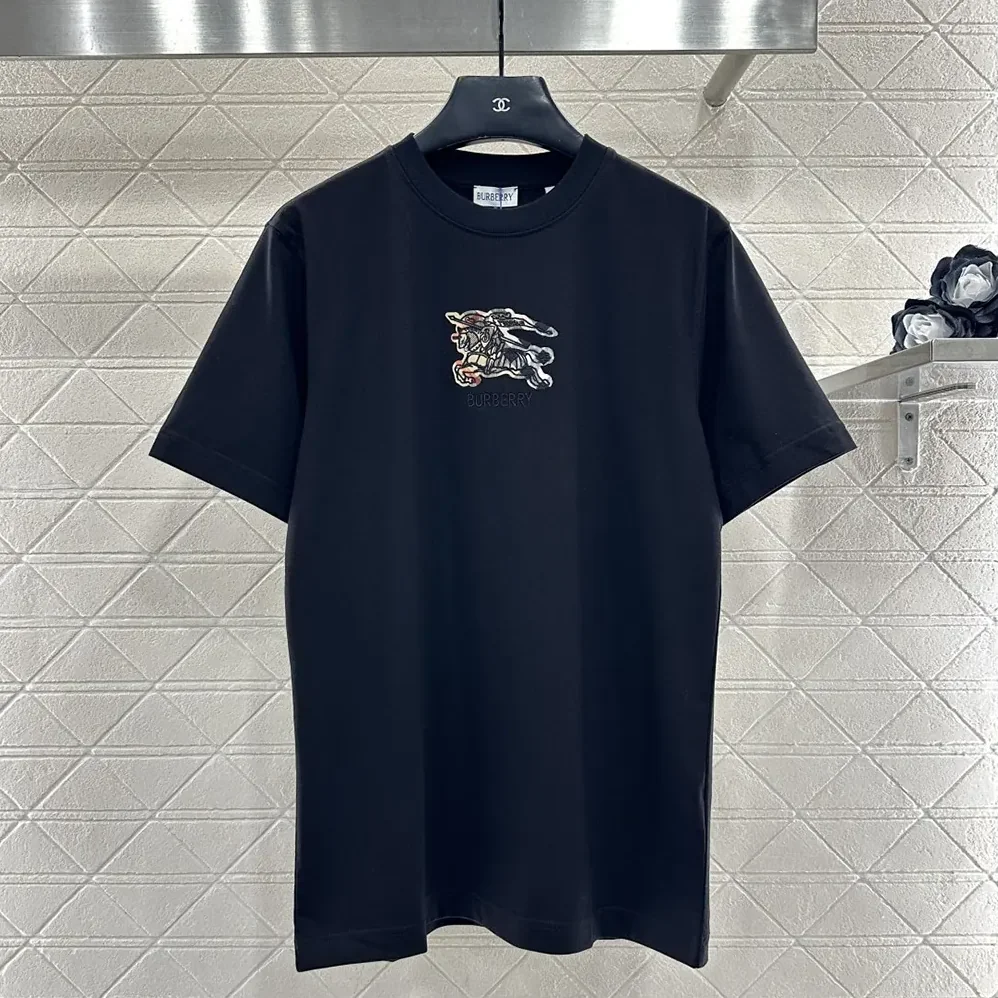 Burberry EKD Check Cotton T-shirt for Men in Black Burberry EKD Check Cotton T-shirt for Men in Black