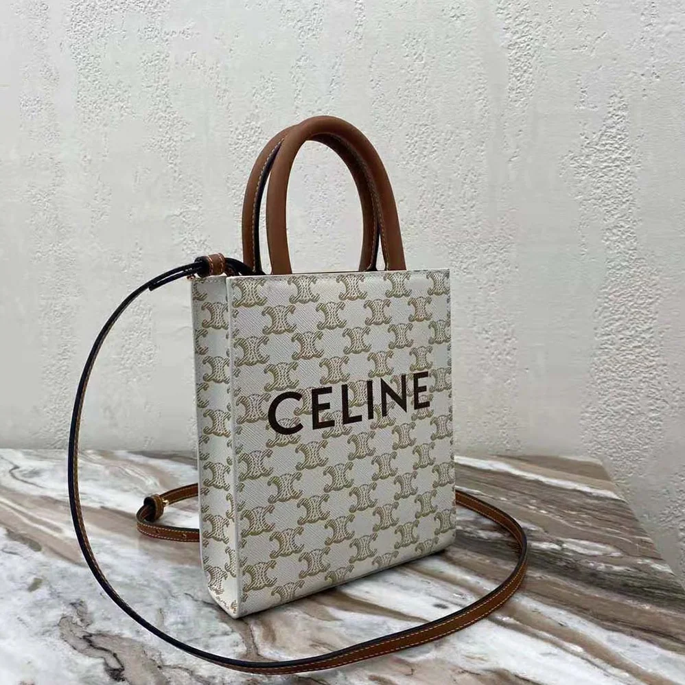 Celine Mini Vertical Cabas in Triomphe Canvas with Celine Print for Women