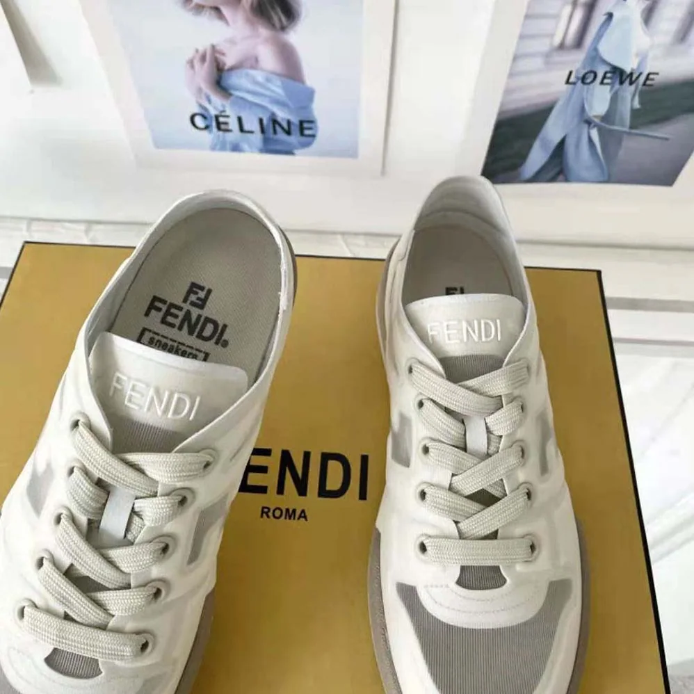 Fendi Match White Mesh Low Tops for Unisex Fendi Match White Mesh Low Tops for Unisex