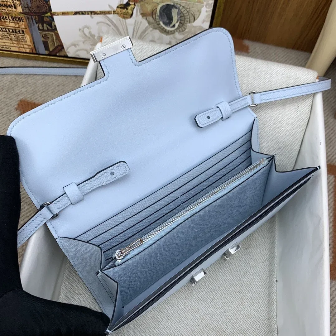 Hermes Constance Long Togo Wallet Light Blue, Silver Toned Hardware Bag Hermes Constance Long Togo Wallet Light Blue, Silver Toned Hardware Bag