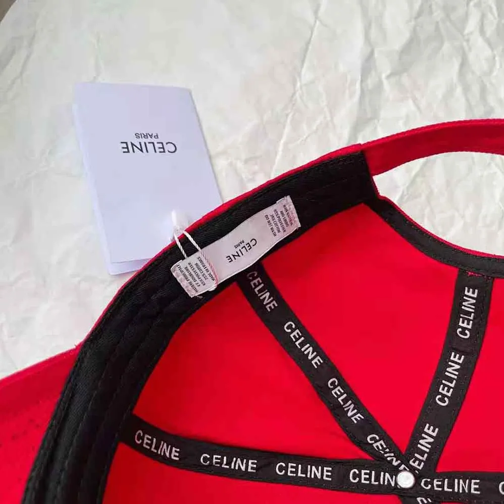 Celine 16 Patch Cotton Baseball Cap for Women in Red