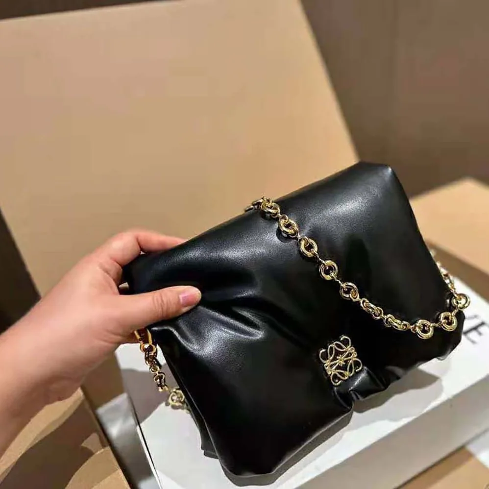 Loewe Puffer Goya Bag in Shiny Nappa Lambskin for Women in Black