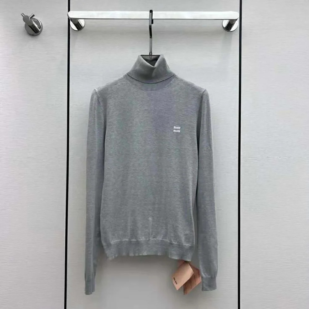 Miu Miu Cashmere and Silk Sweater with Intarsia Logo for Women