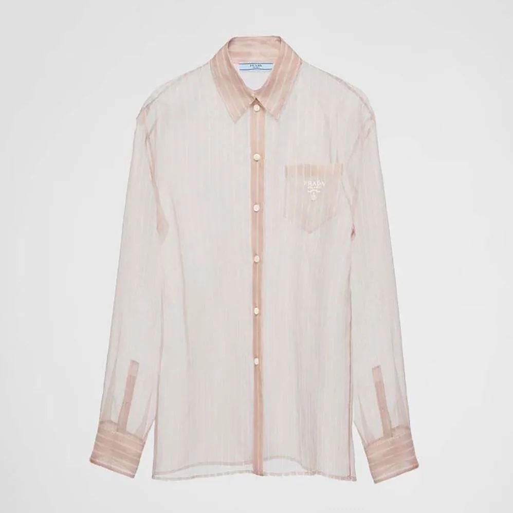 Prada Embroidered Poplin Shirt with Embroidered Logo for Women Prada Embroidered Poplin Shirt with Embroidered Logo for Women