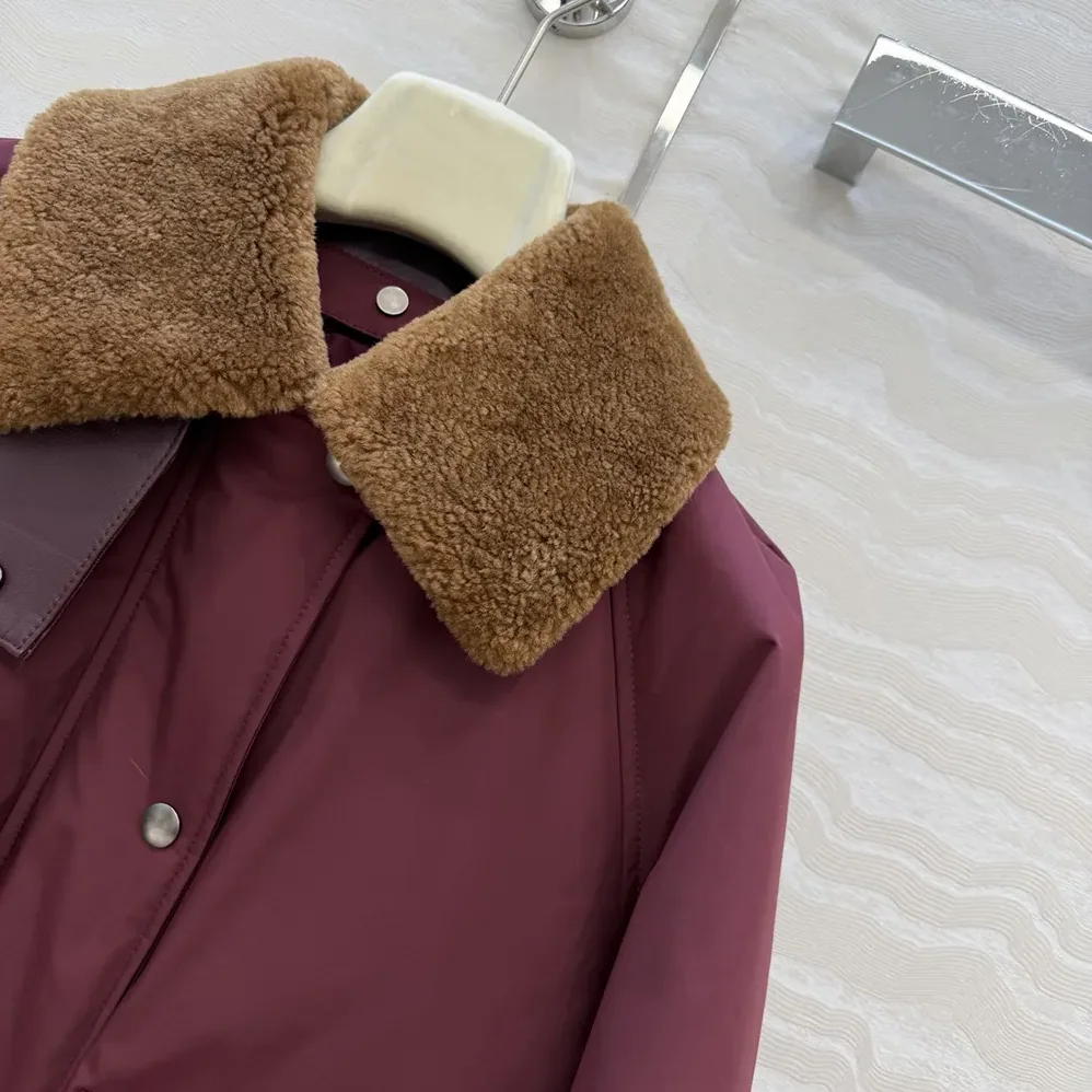 Loewe Puffer in Shearling and Cotton Blend for Men in Burgundy