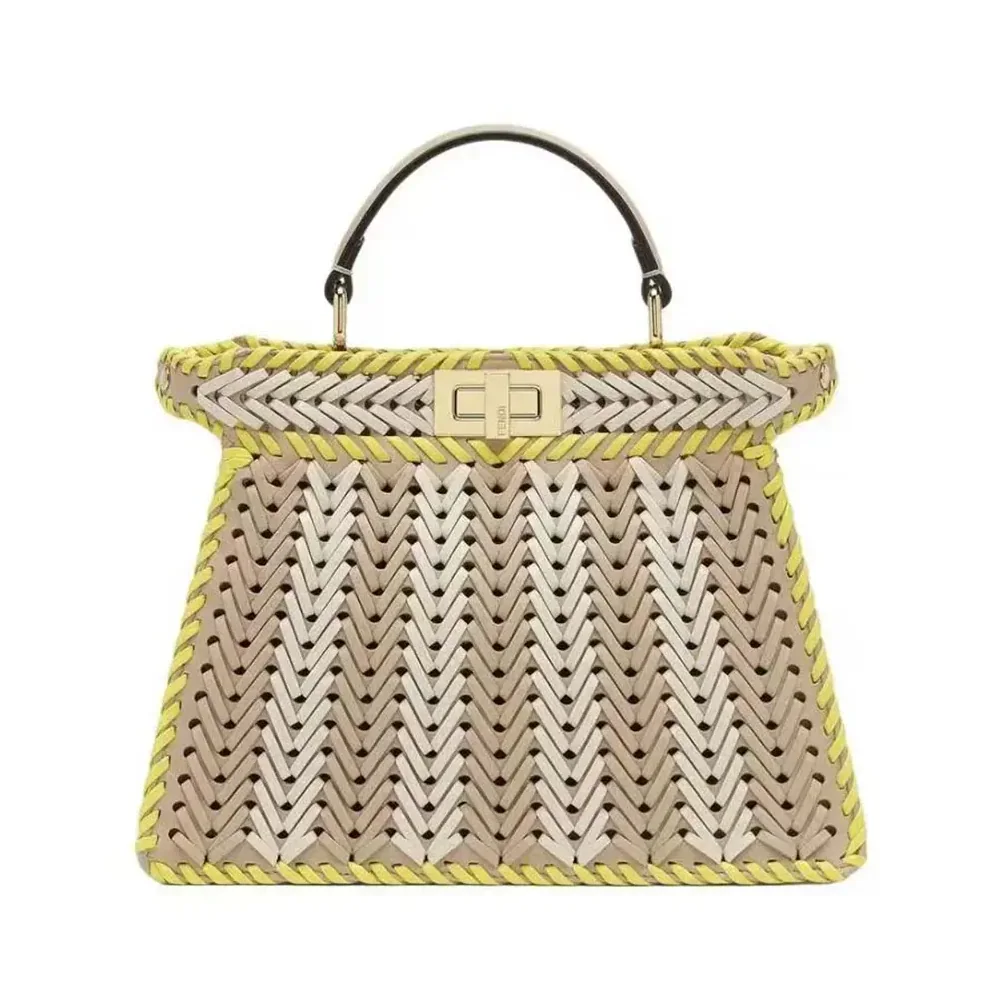 Fendi Peekaboo ISeeU Small Multicolor Interlaced Leather Bag for Women Fendi Peekaboo ISeeU Small Multicolor Interlaced Leather Bag for Women
