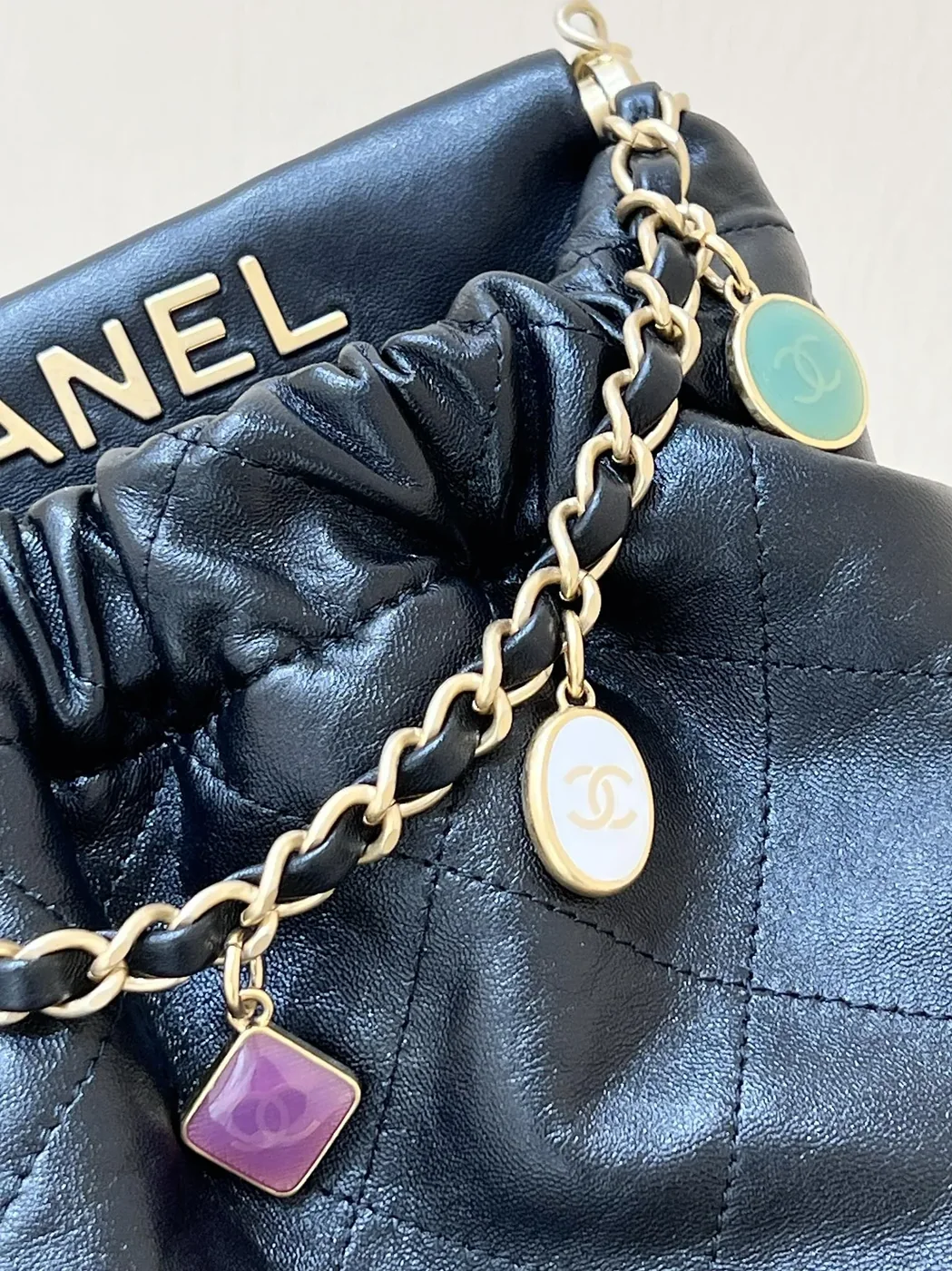 Chanel CC Small Bucket Bag in Black Gold Hardware