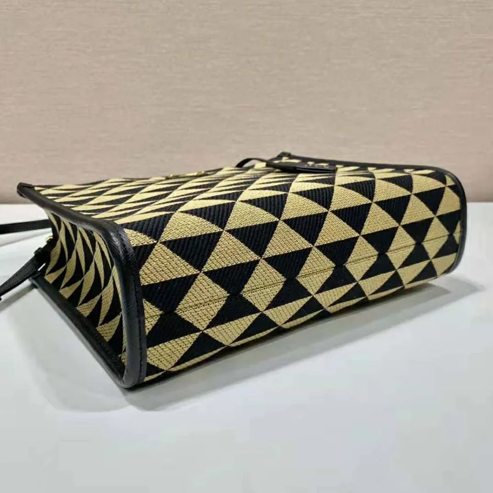 Prada Small Prada Symbole Jacquard Fabric Handbag for Women in Brown