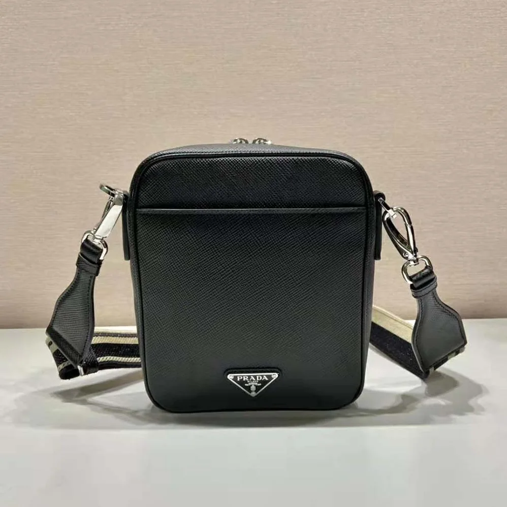 Prada Saffiano Leather Shoulder Bag for Women in Black