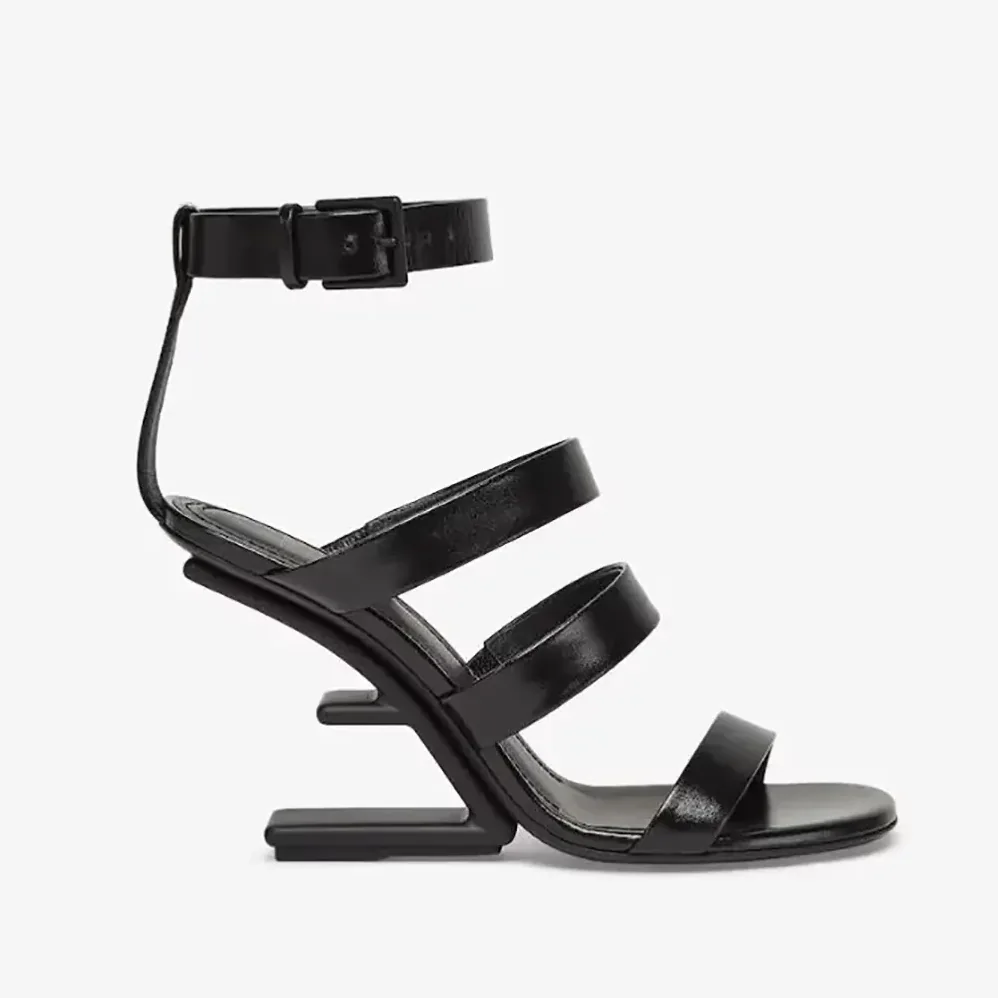 Fendi First Black Leather High for Women in heeled Sandals