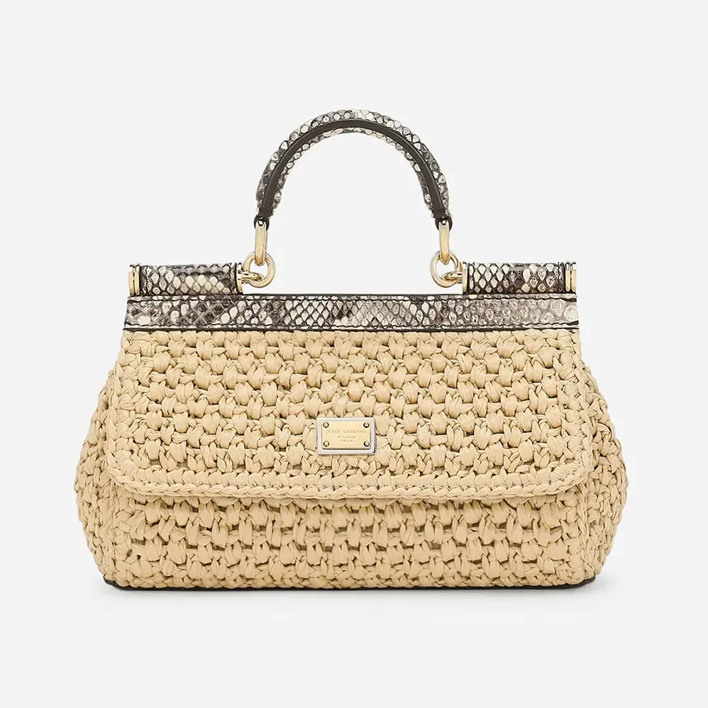 Dolce Gabbana D&G Mini Sicily Handbag in Crochet Raffia for Women