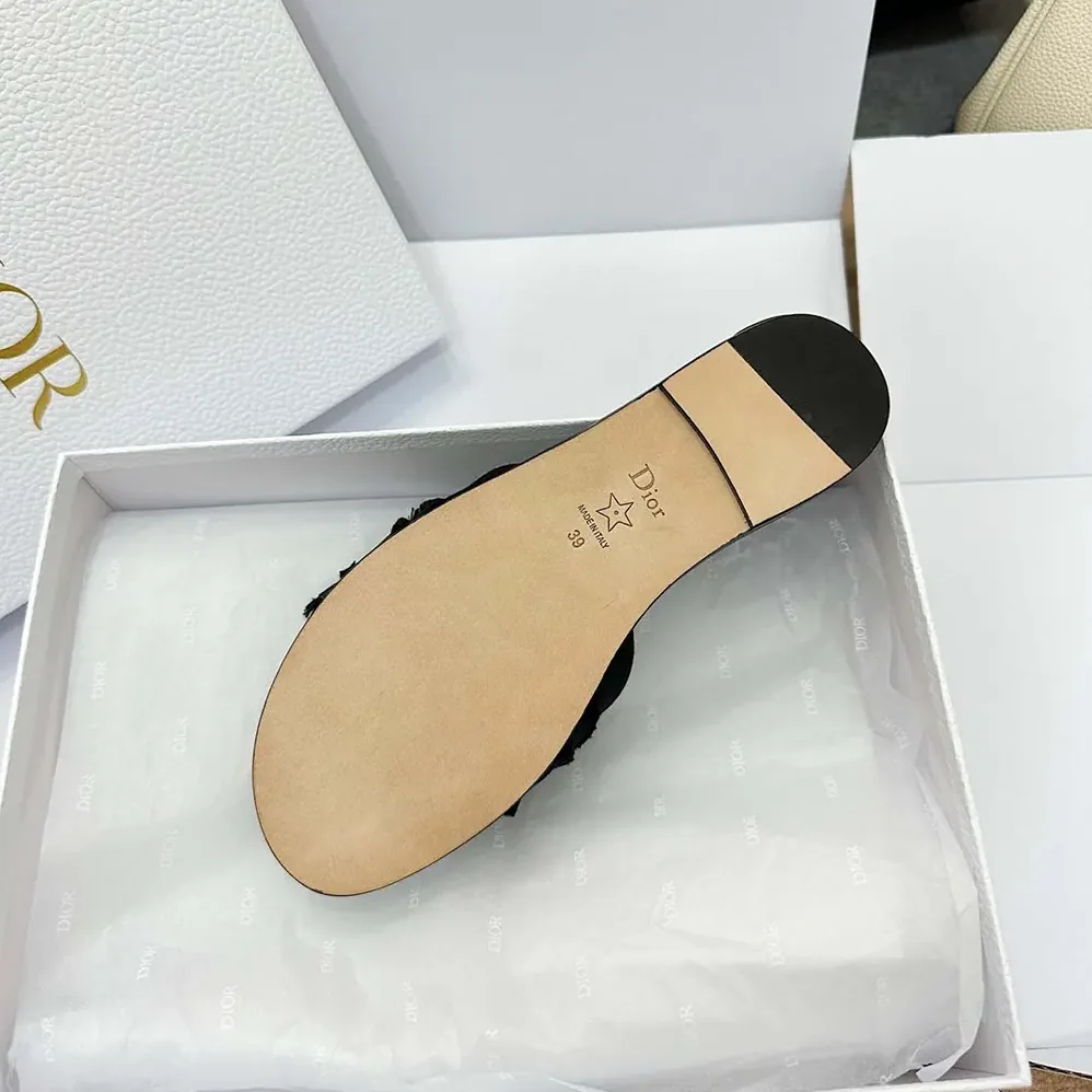 Dior Adiorable Slide Black Fringed Grosgrain for Women Dior Adiorable Slide Black Fringed Grosgrain for Women