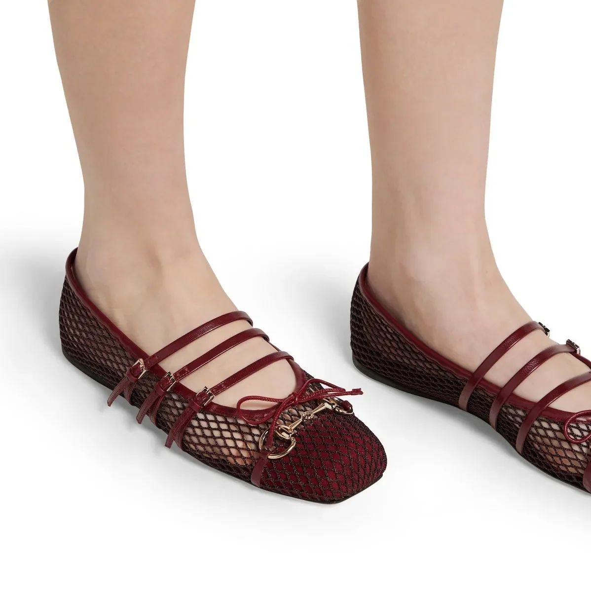Gucci Horsebit Ballet Flat Red Mesh Gucci Horsebit Ballet Flat Red Mesh