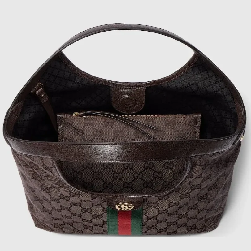 Gucci Giglio Small Tote Bag in Dark Brown Gold Hardware Gucci Giglio Small Tote Bag in Dark Brown Gold Hardware