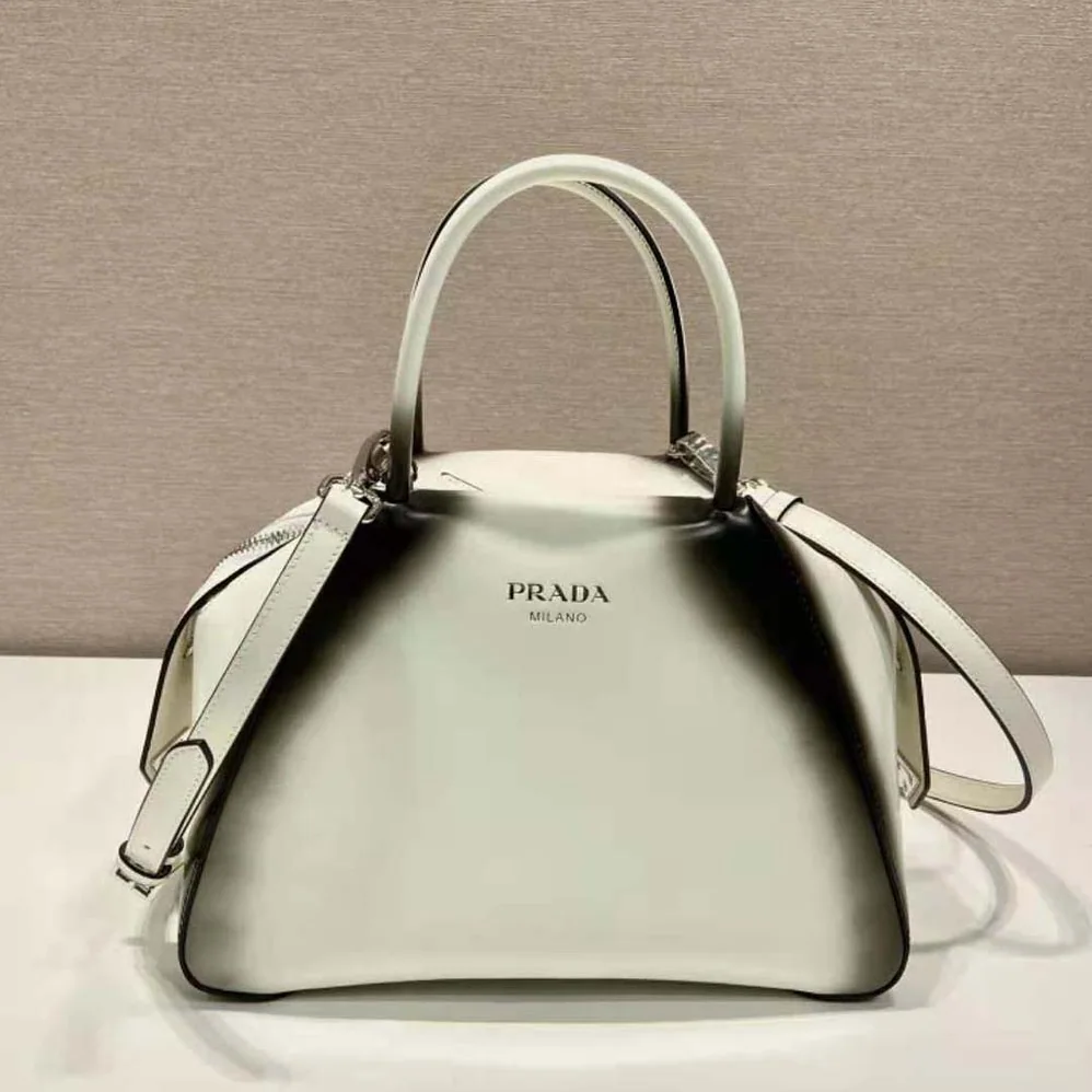 Prada Small Brushed Leather Prada Supernova Handbag for Women in White Prada Small Brushed Leather Prada Supernova Handbag for Women in White