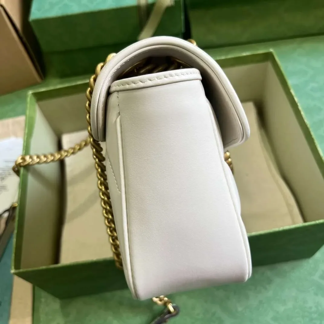 Gucci Marmont Matelasse Mini Shoulder Bag in White Gold Hardware Gucci Marmont Matelasse Mini Shoulder Bag in White Gold Hardware