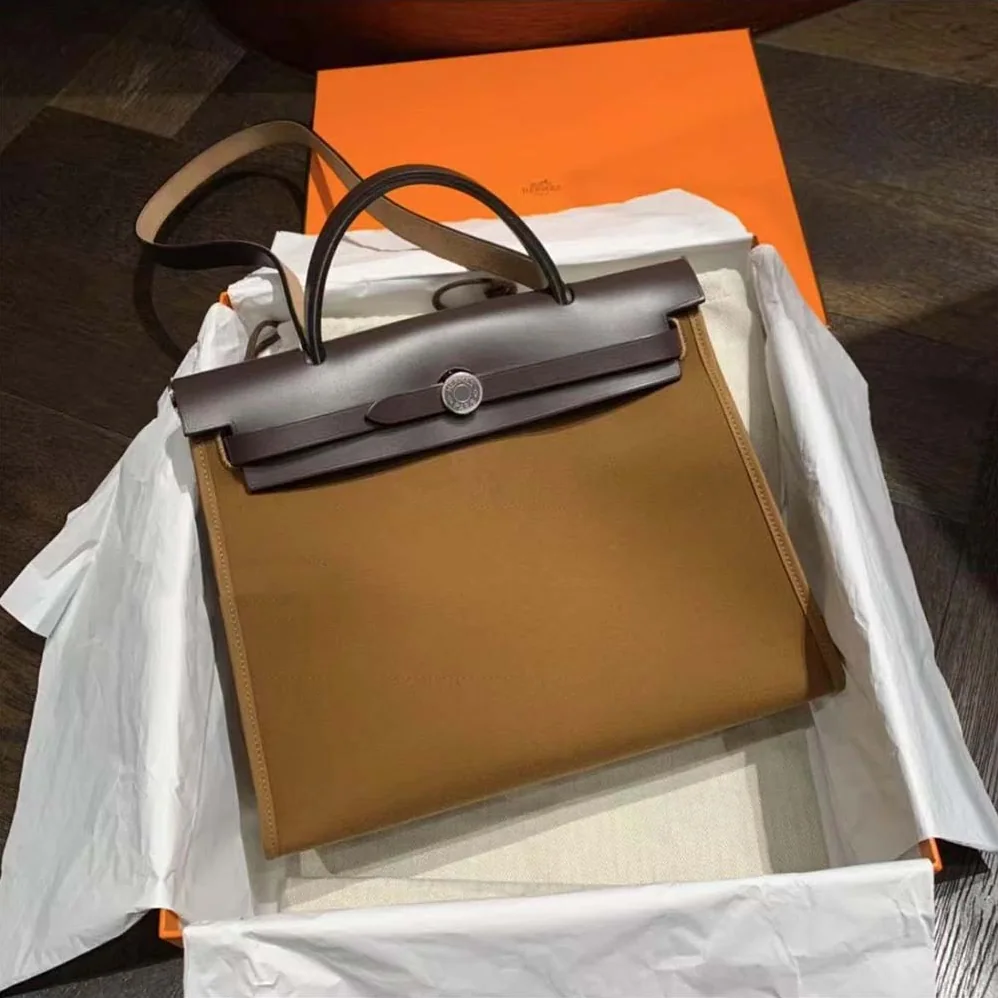 Hermes Herbag Zip 31 Bag for Women in Brown/Black Hermes Herbag Zip 31 Bag for Women in Brown/Black