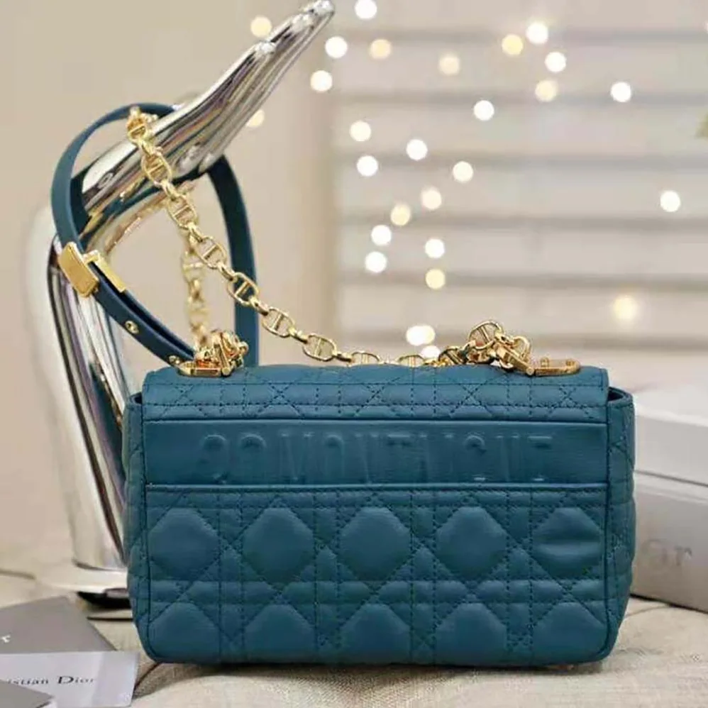 Dior Small Dior Caro Bag Supple Cannage Calfskin for Women in Blue Dior Small Dior Caro Bag Supple Cannage Calfskin for Women in Blue