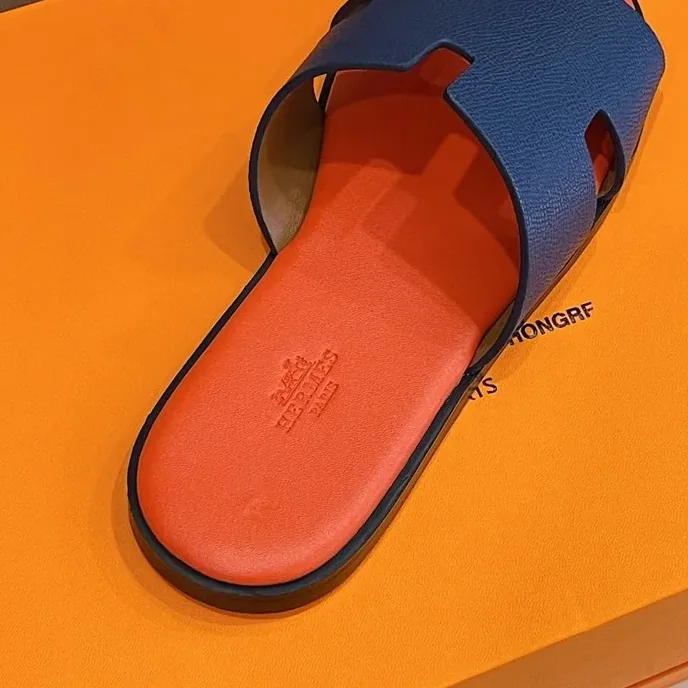 Hermes Izmir Sandals Orange in Blue Hermes Izmir Sandals Orange in Blue