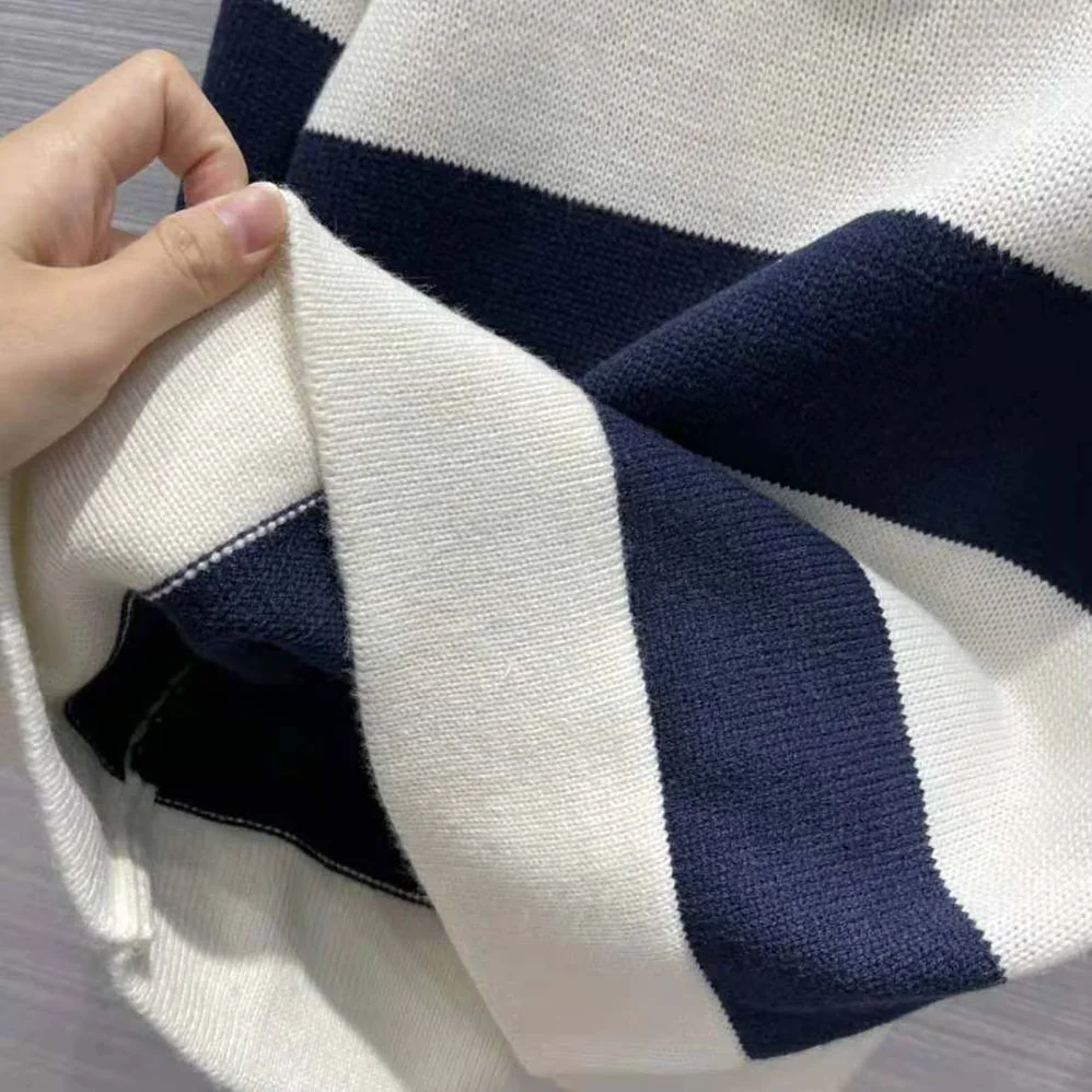 Dior Sweater Navy Blue and Ecru Dior Marinière Wool and Cashmere Knit for Women