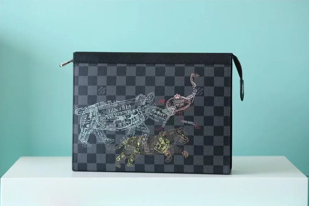 Louis Vuitton Pochette Voyage MM Damier Graphite Stamps Canvas